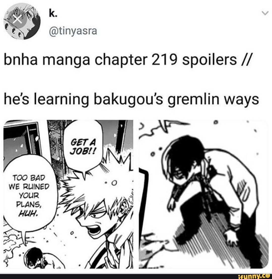 Bnha manga chapter 219 spoilers // he's learning bakugou’s gremlin ways ...