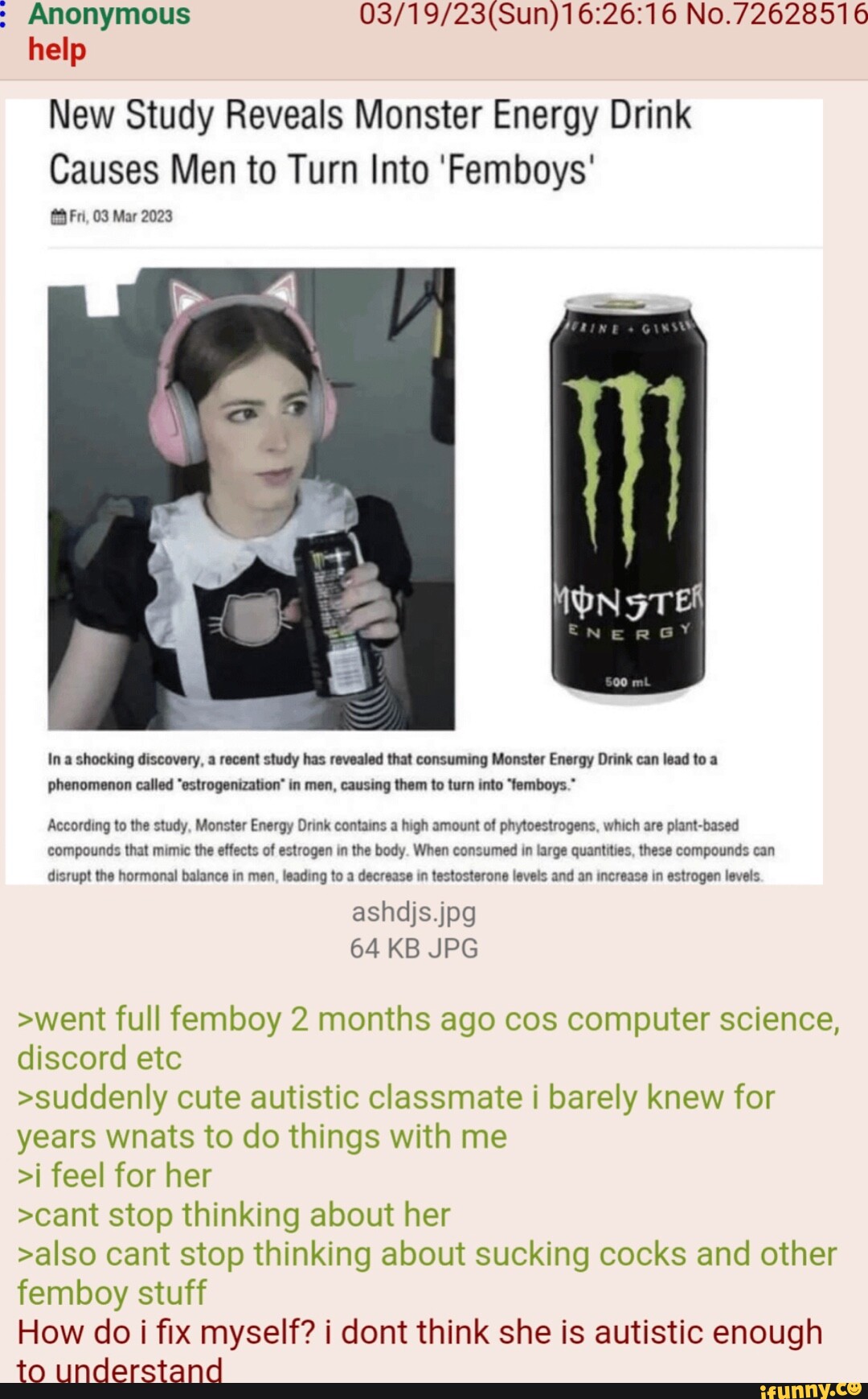 Anonymous No. 72628516 help New Study Reveals Monster Energy Drink