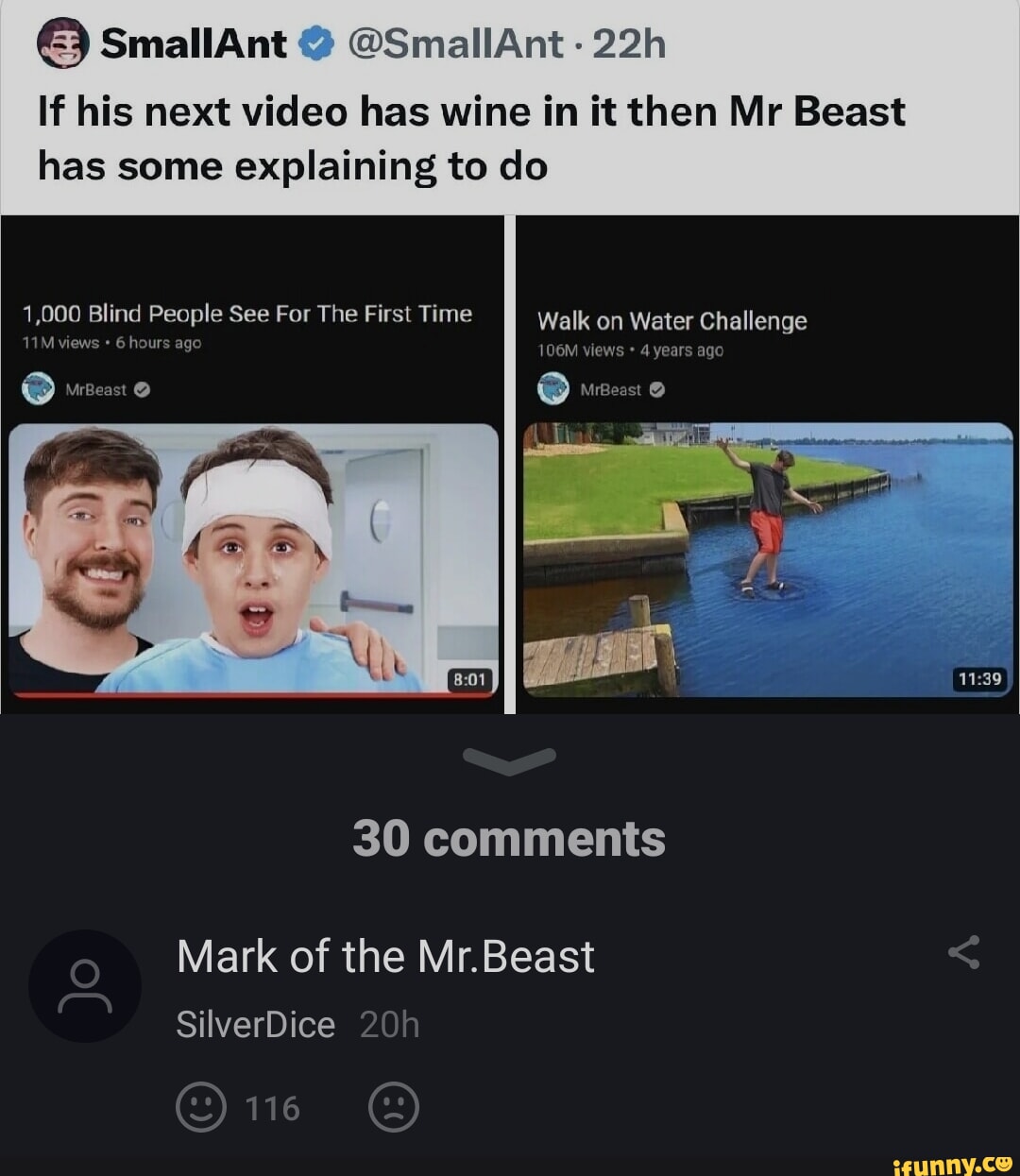 SmallAnt on X: If his next video has wine in it then Mr Beast has some  explaining to do  / X