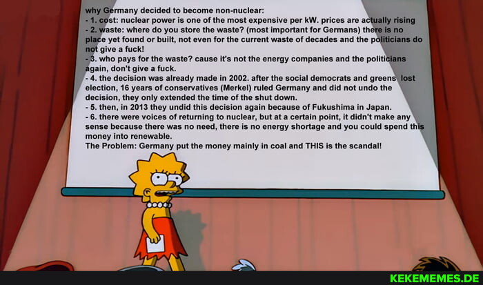 many decided to become non-nuck nuclear power is one of the most expensive per k