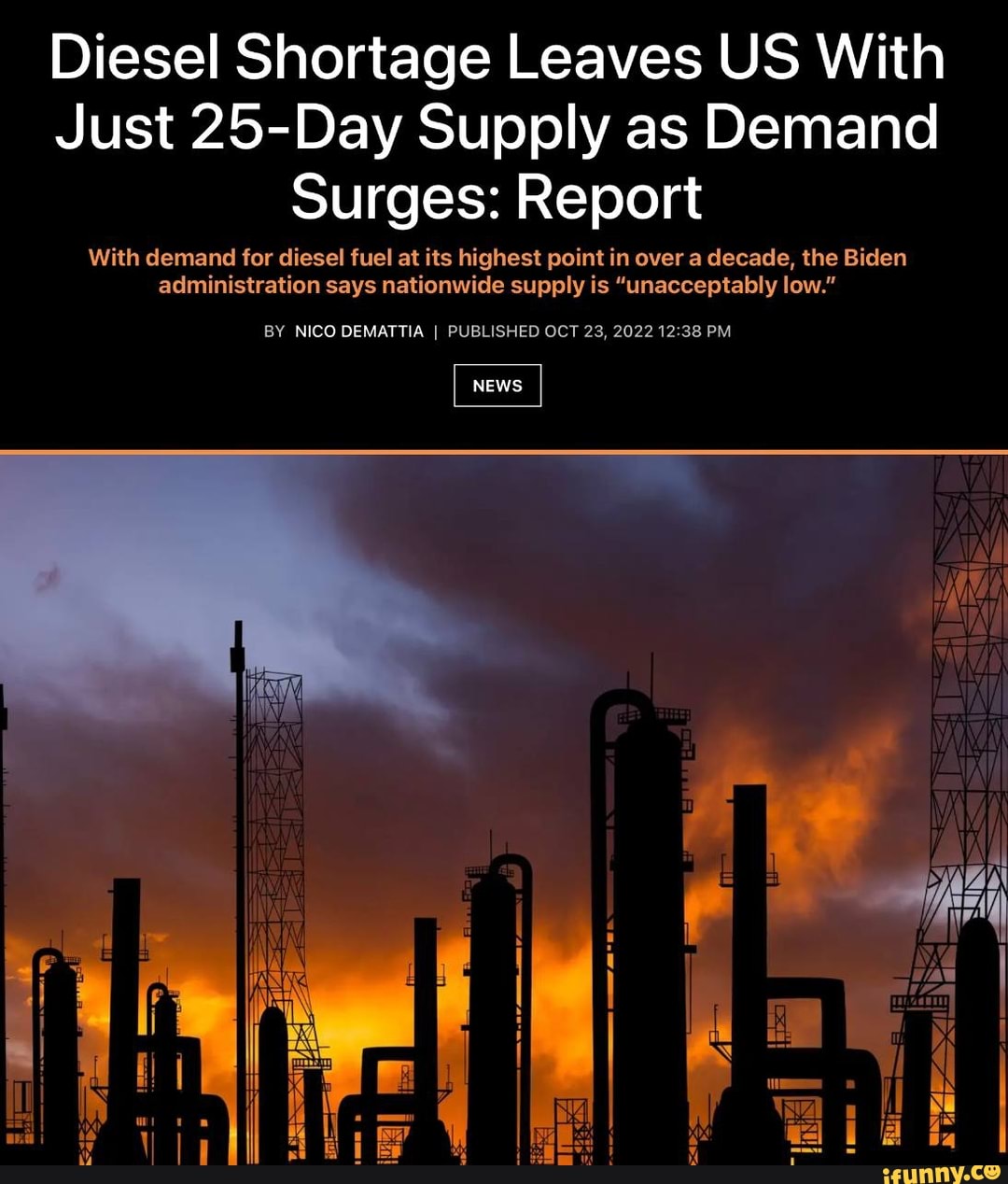 Diesel Shortage Leaves US With Just 25Day Supply as Demand Surges