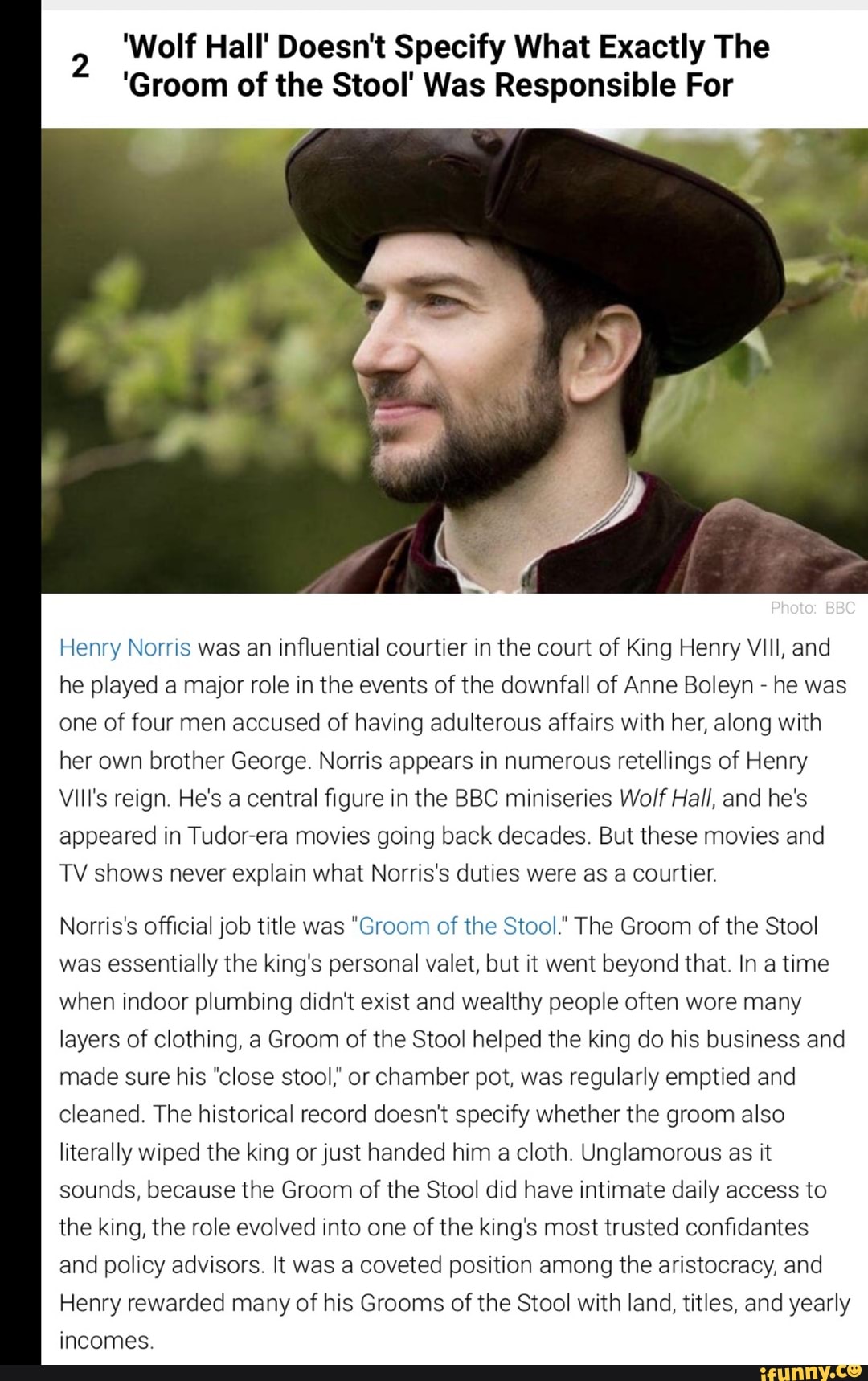 'Wolf Hall' Doesn't Specify What Exactly The 'Groom of the Stool' Was ...