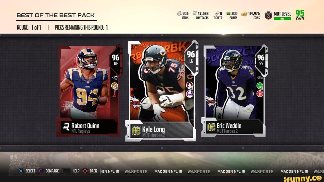 BEST OF THE BEST PACK
Robert Quinn
SELECT COMPARE HELP BACK 2ASPORTS MADDENNFL18 ZASPORTS MADDENNFLI8 ZASPORTS MADDENNFLI8 ZASI