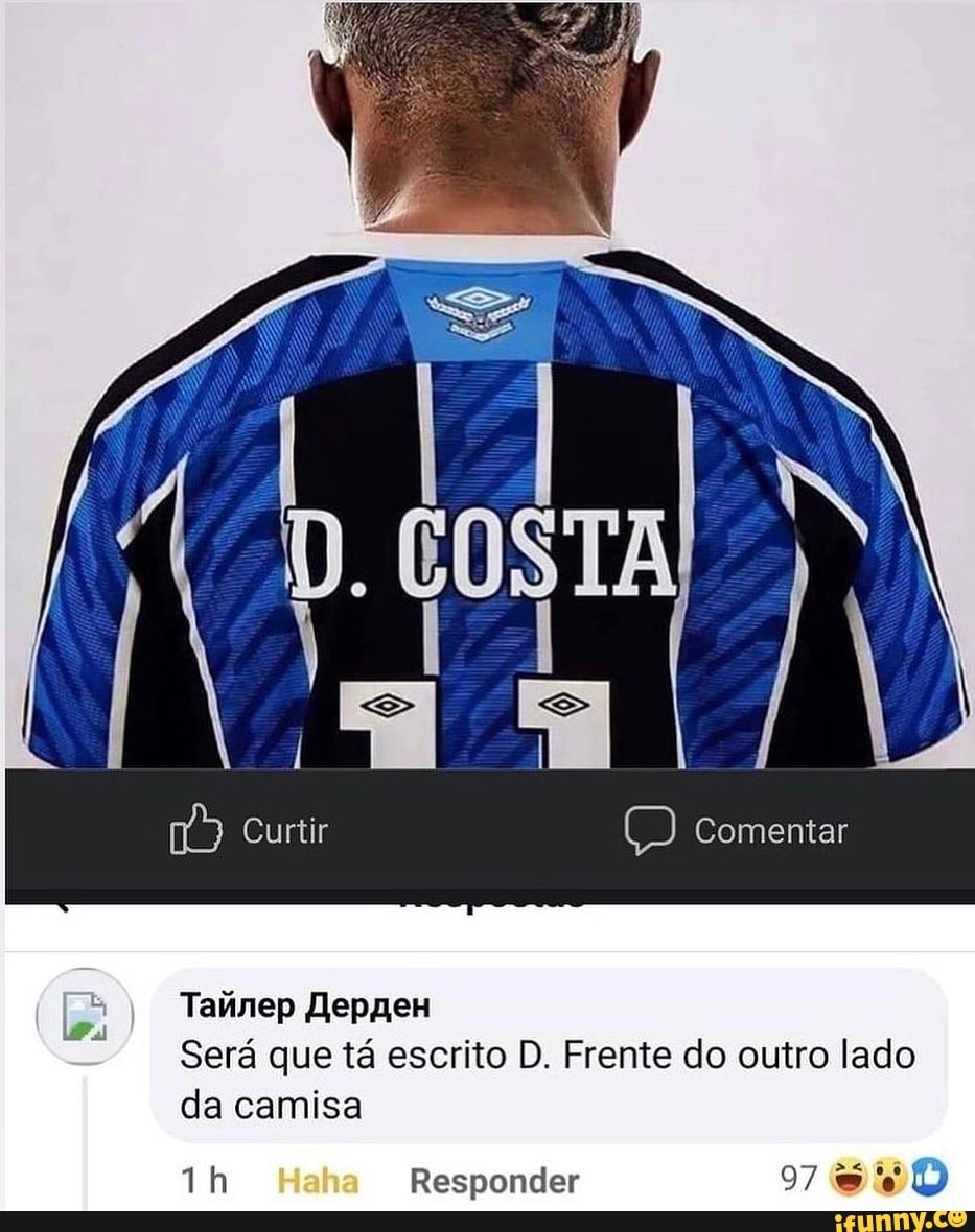 Curtir J) Comentar
Taúnep
Será que tá escrito D. Frente do outro lado da camisa
th ha Responder 97
