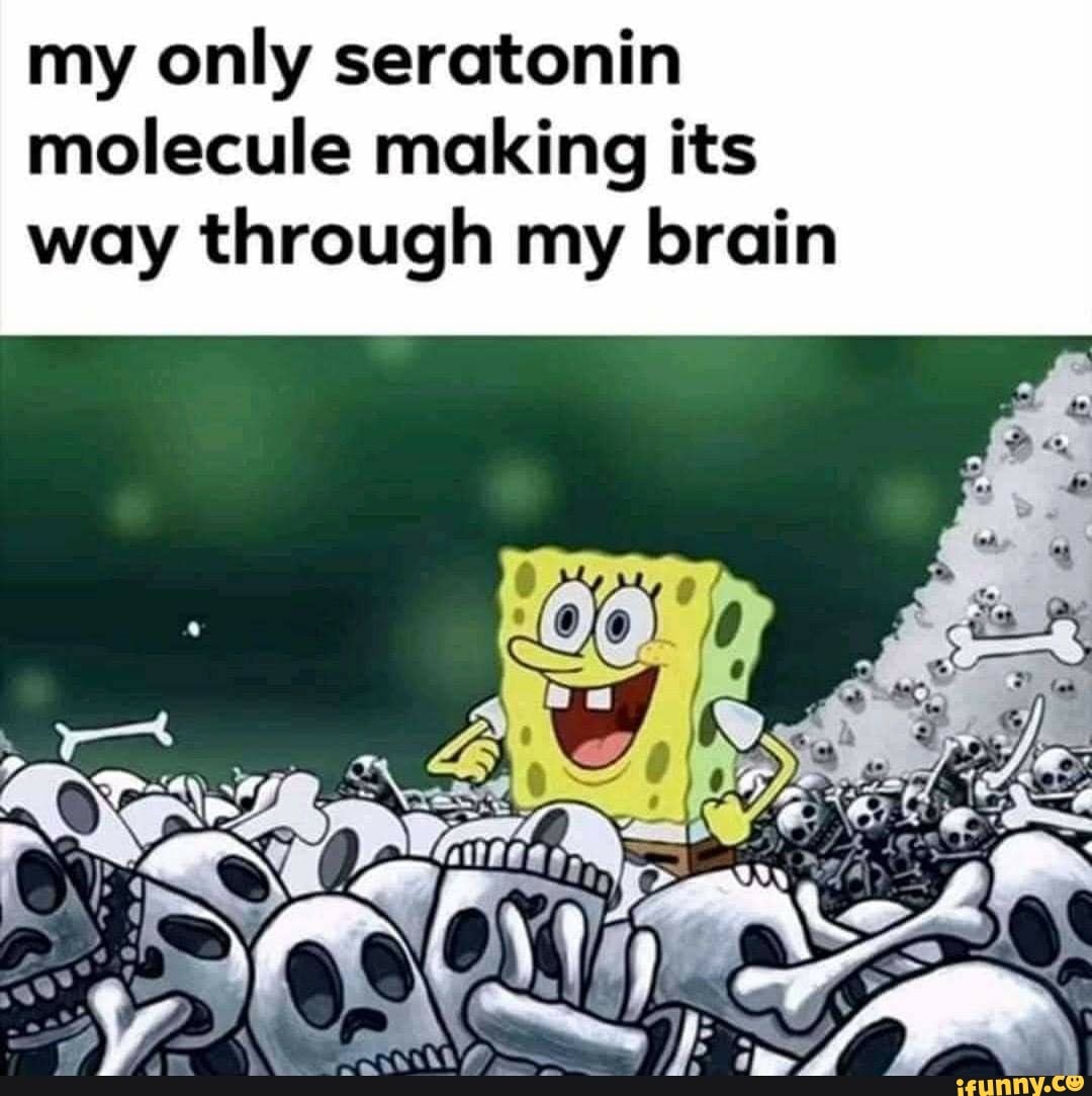my only seratonin molecule making its way through my brain