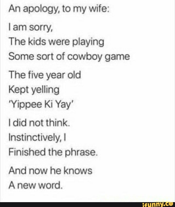 An apology, to my wife I am sorry, The kids were playing Some sort of