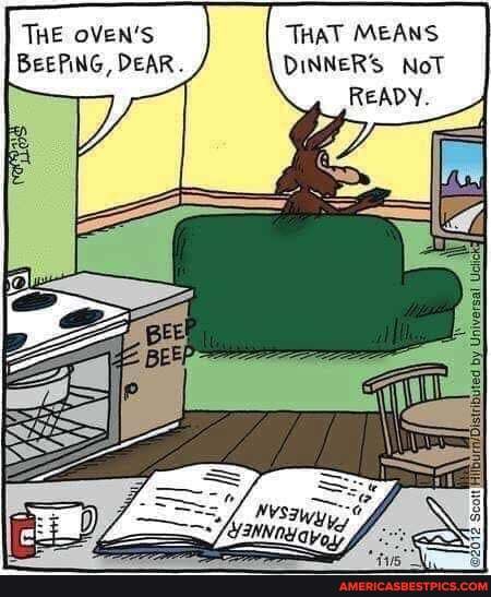THE oVEN'S THAT MEANS BeePinG, DEAR. DINNERS NoT
By Mesaway