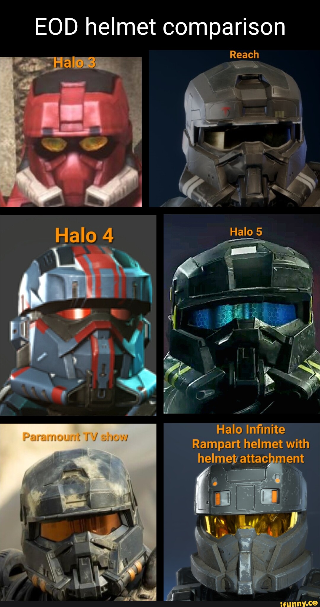 EOD Helmet Comparison Reach Halo 4 ~ I Halo Infinite TY Rampart Helmet ...