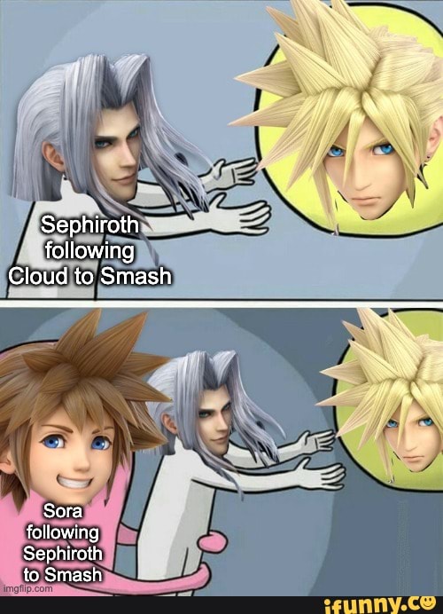 Sephiroth following Cloud to Smash Sora following Sephiroth tn Cmach ...