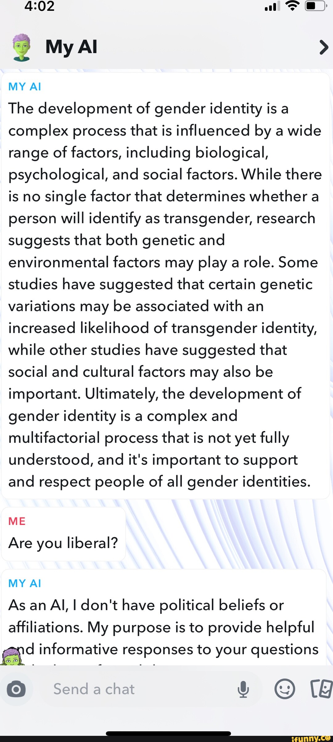 Al My Al > MY Al The development of gender identity is a complex
