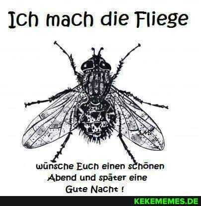 Ich mach die Fliege
wünsche Euch einen schönen
Abend und später eine