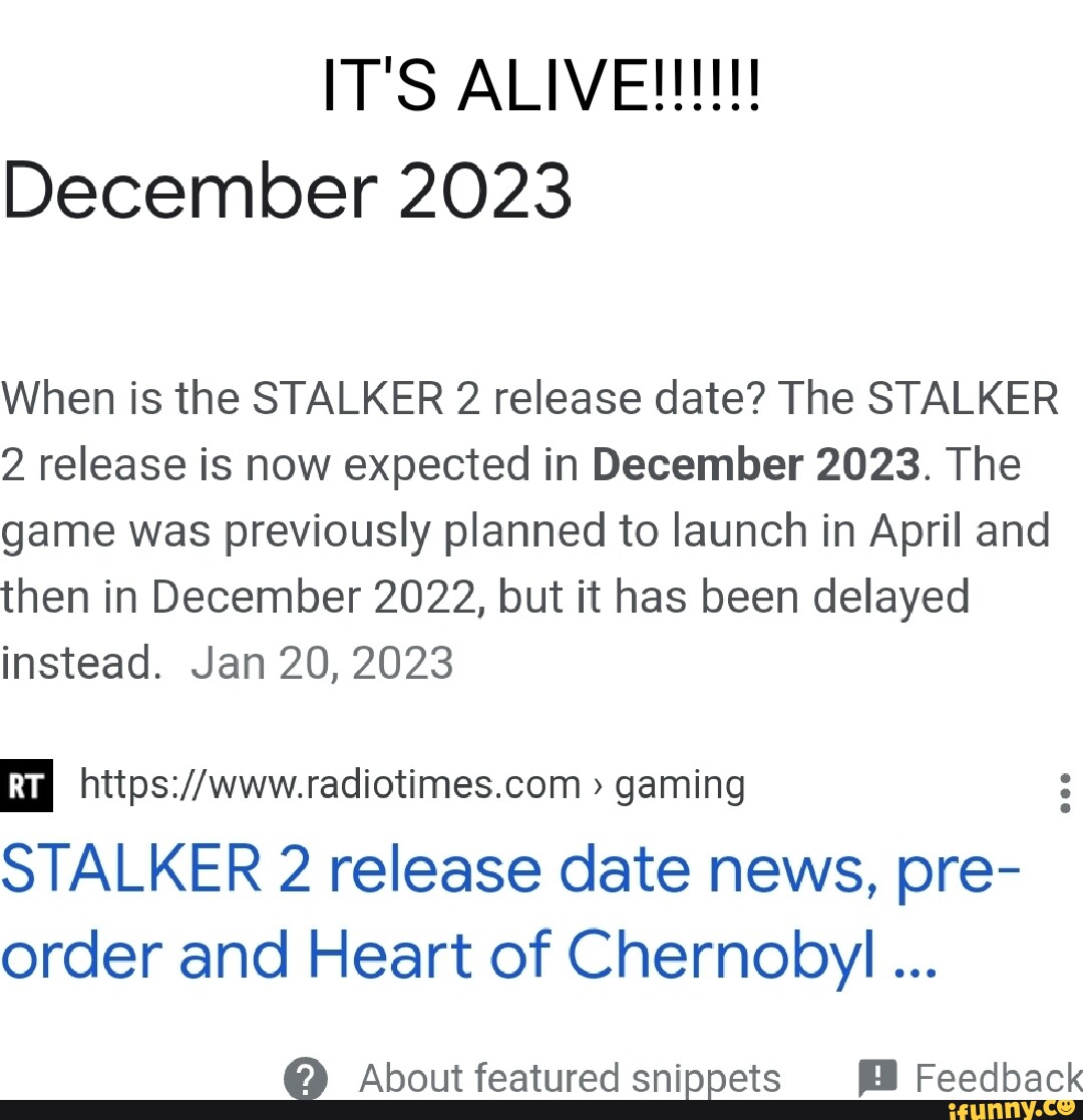 S.T.A.L.K.E.R. 2 could be released on 1 December 2023 - IG News