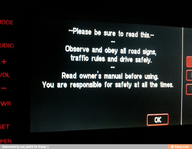 Observe and obey all road signs, traffic rules and drive safely. Read