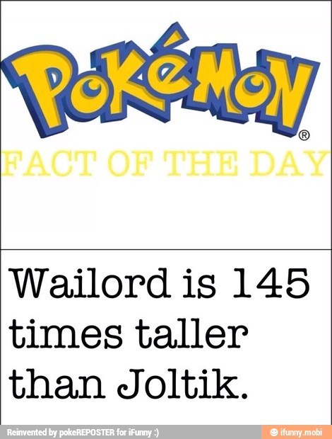 Wailord is 145
times taller
than Joltik.