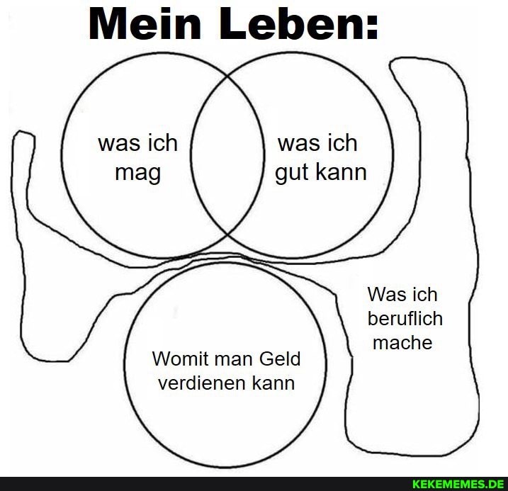 Mein Leben:
was ich
mag
I was ich gut kann
Was ich beruflich mache
Womit man Geld verdienen kann