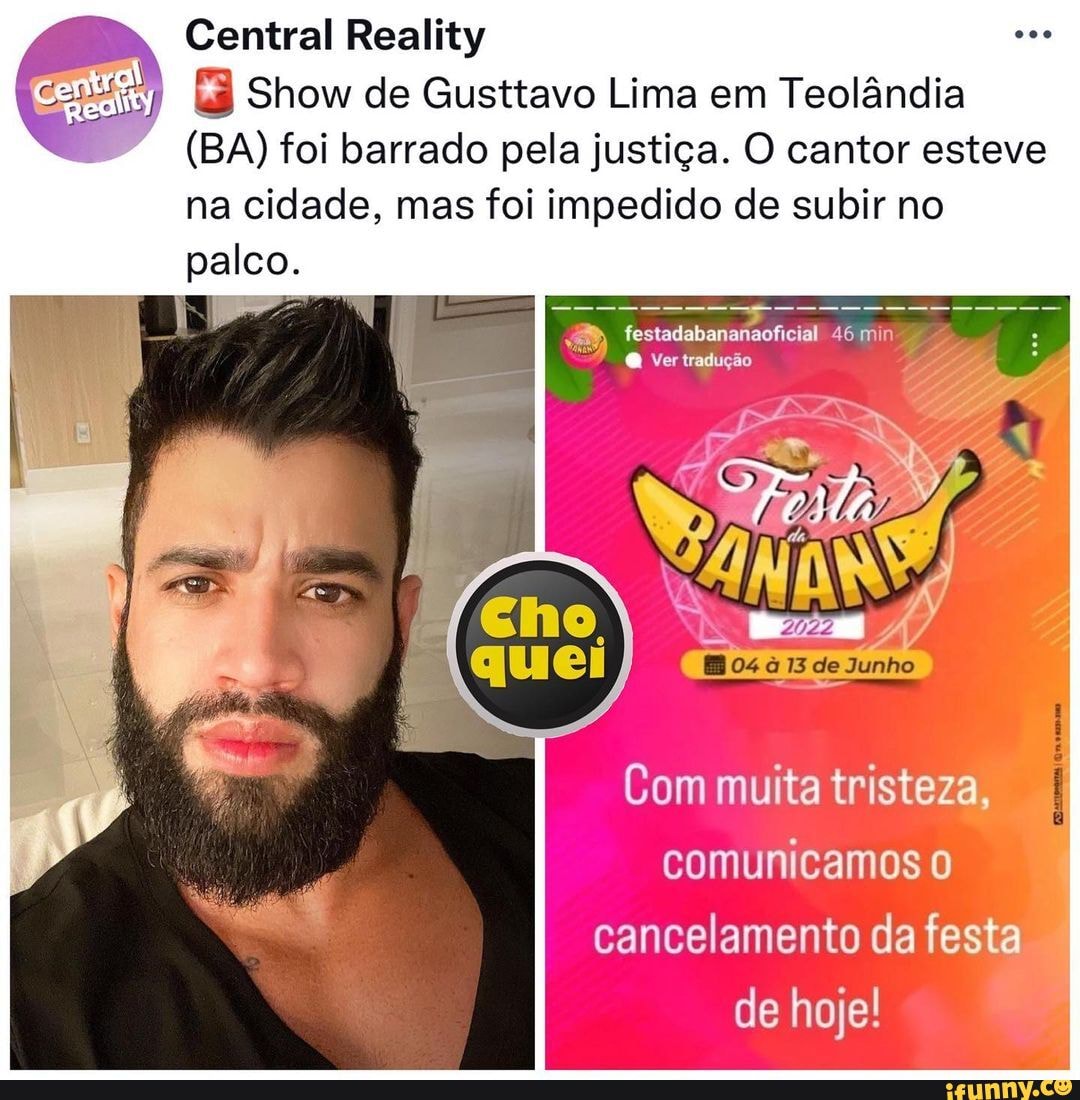 Central Reality Show De Gusttavo Lima Em Teol Ndia Ba Foi Barrado Pela Justi A O Cantor