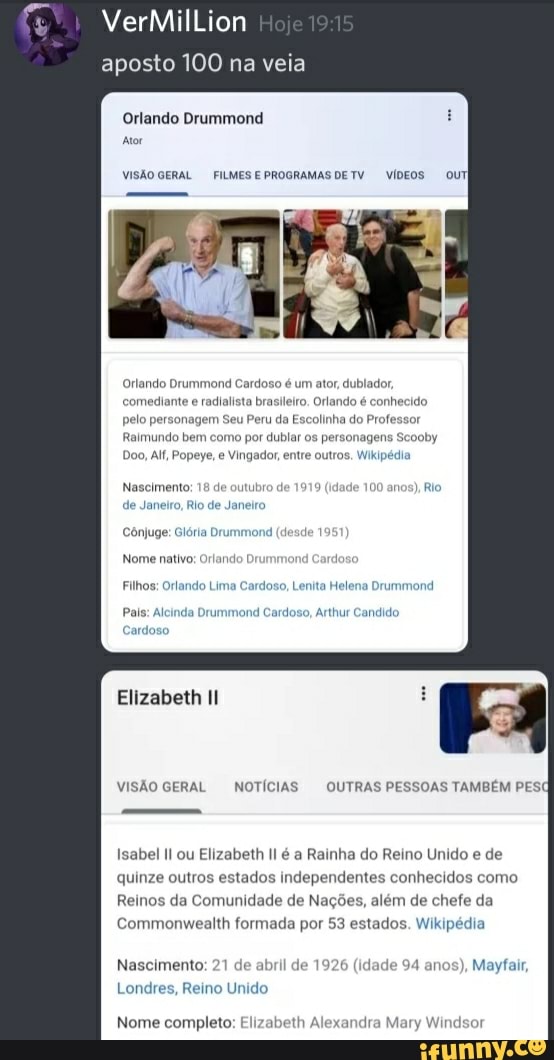 estados. Wikipédia
Nascimento: 21 de abril de 1926 (idade 94
anos), Mayfair,
Londres, Reino Unido
Nome completo: Elizabeth Alexandra Mary Windsor
18 I
Isabel Il ou Elizabeth Il é a Rainha do Reino Unido e de
quinze outros estados independentes conhecidos como
Reinos da Comunidade de Nações, além de chefe da
Commonwealth formada por 53