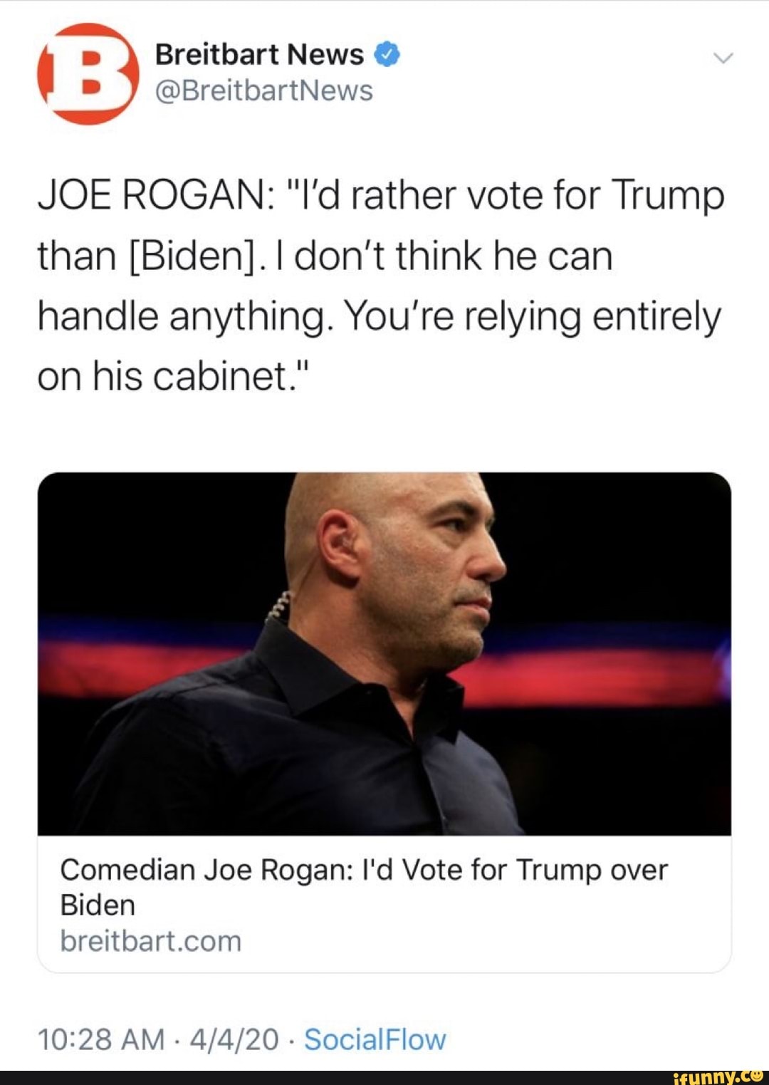 JOE ROGAN: "I'd rather vote for Trump than Biden. I don ...