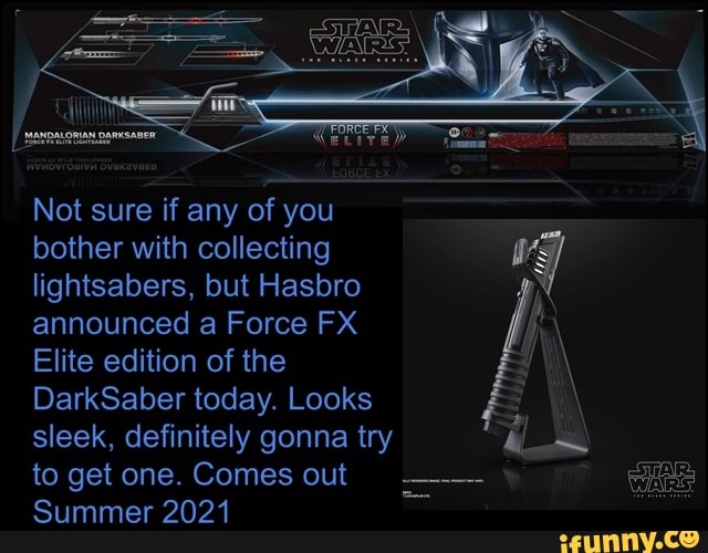 Not sure if any of you bother with collecting lightsabers, but Hasbro announced a Force FX Elite edition of the
DarkSaber today. Looks sleek, definitely gonna try to get one. Comes out
Summer 2021