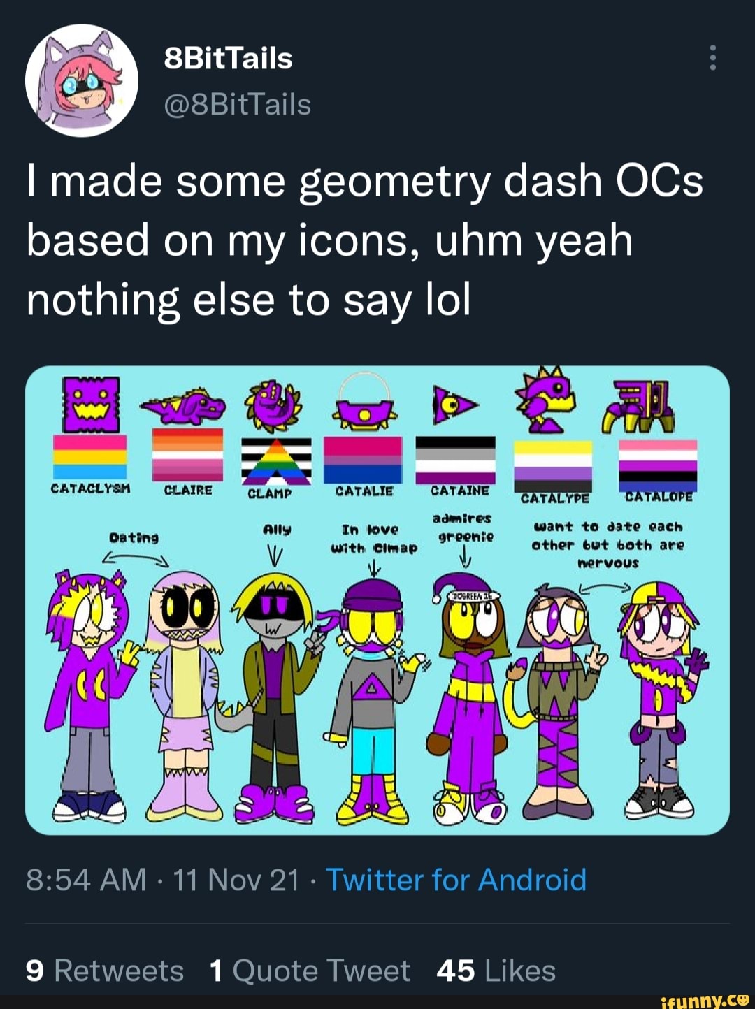 I made some geometry dash OCs based on my icons, uhm yeah nothing else ...