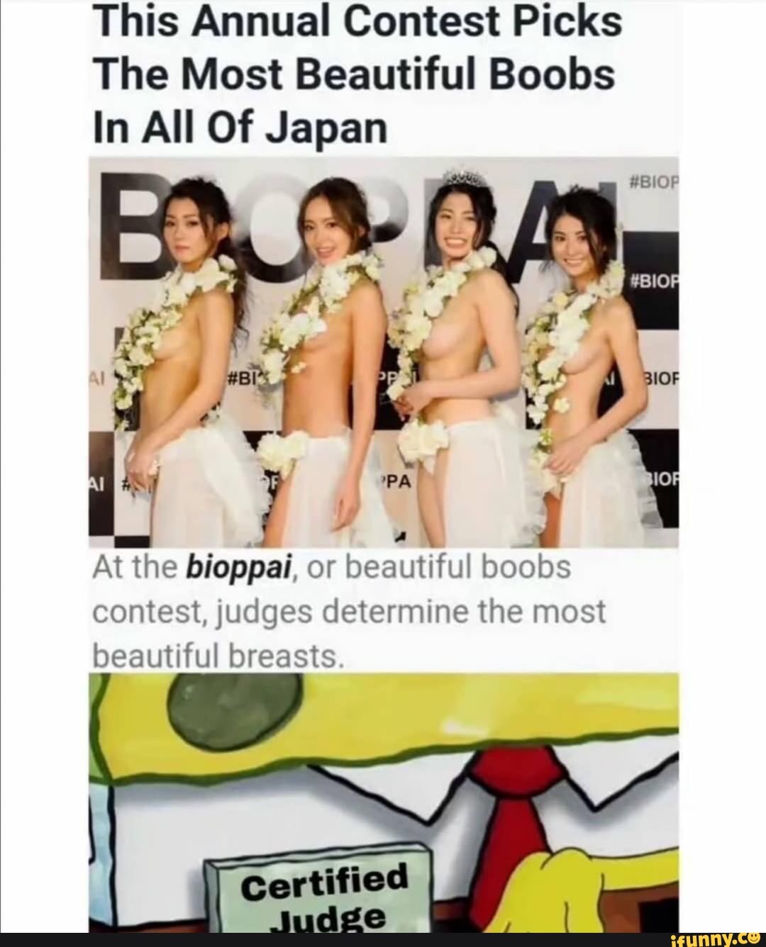 This Annual Contest Picks The Most Beautiful Boobs In All Of Japan PA At the  bioppai, or beautiful boobs contest, judges determine the most beautiful  breasts. - iFunny