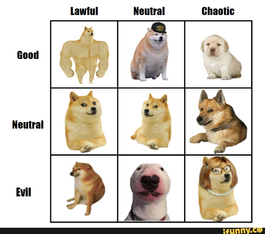 The Doge Alignment Chart Lawiul Neutral Chaotic Neutral Ifunny
