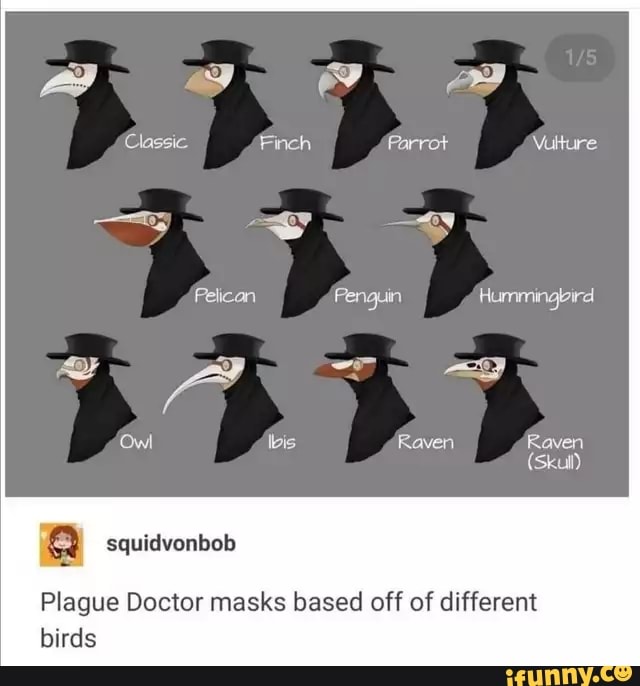 Classic Felican Penguin Hummingbird Owl Birds Raven Skull Plague Doctor Masks Based Off Of Different Ifunny - roblox plague doctor mask catalog