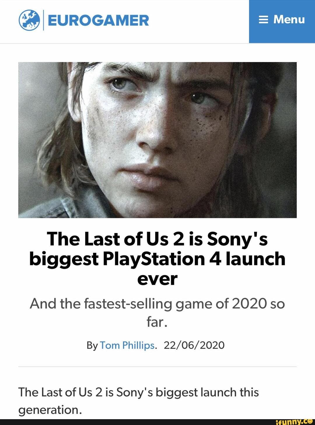 (I EUROGAMER The Last of Us 2 is Sony's biggest PlayStation 4 launch