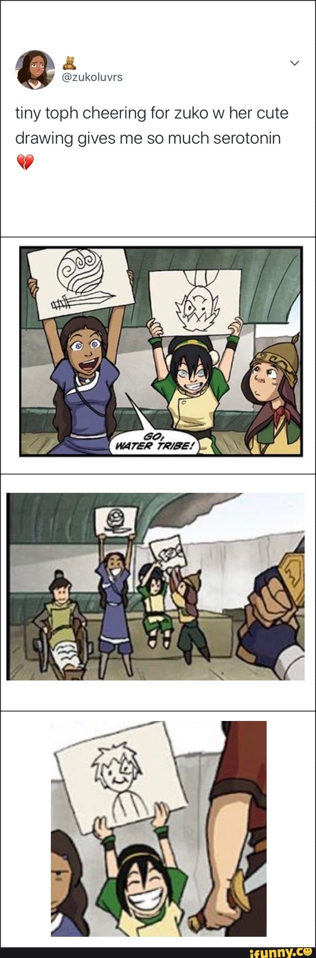 Ss @zukoluvrs
tiny toph cheering for zuko w her cute drawing gives me so much serotonin