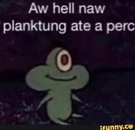 Aw hell naw planktung ate a perc - iFunny