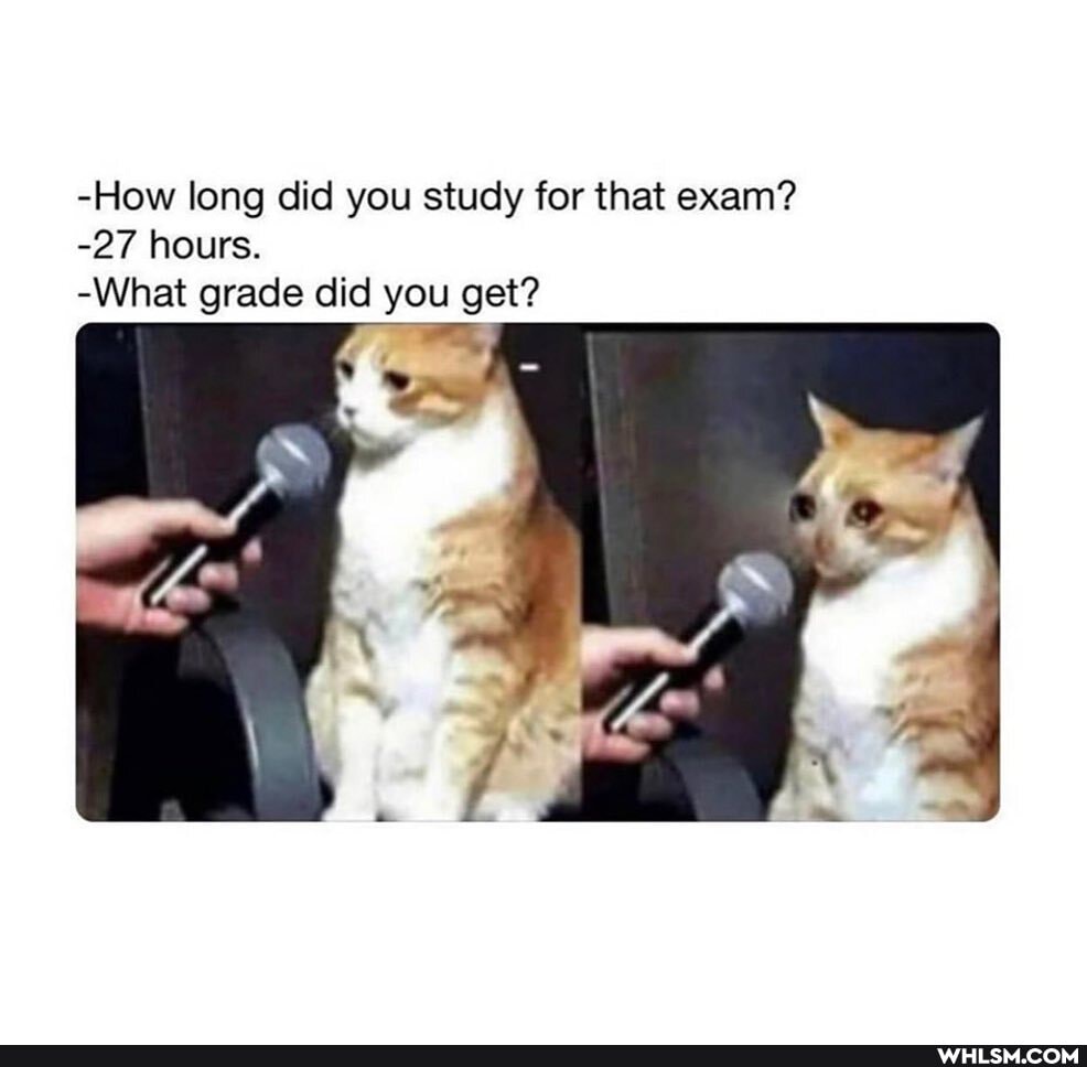 -How long did you study for that exam?
-27 hours.
-What grade did you get?