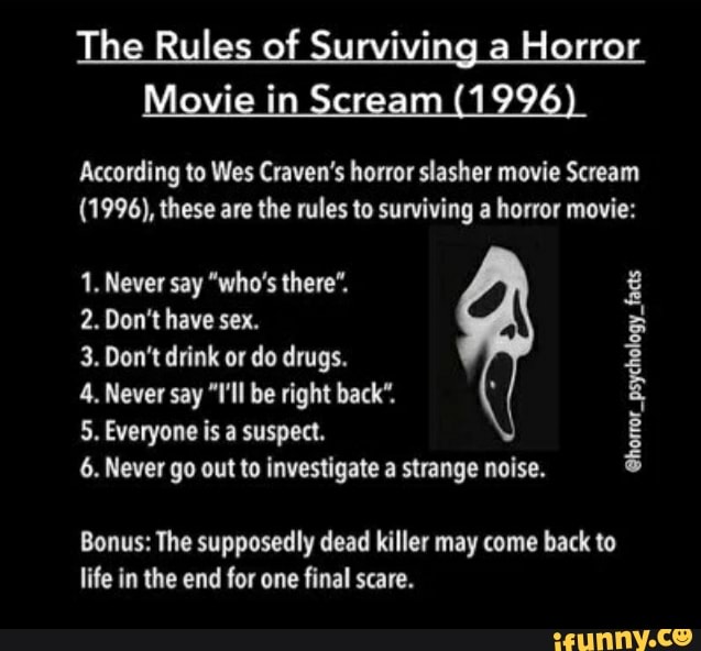 rules to survive a horror movie scream