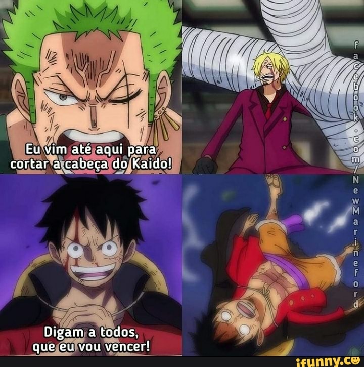 Eu vim até aqui para cortar a cabeça do Kaido!
Digam a tedos, que eu vou vencer!