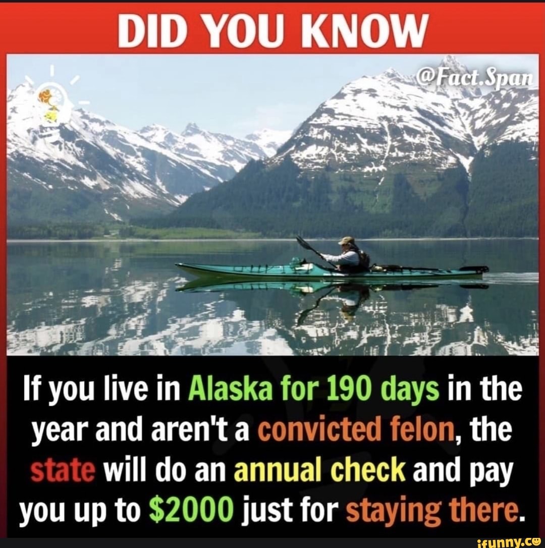 DID YOU KNOW If you live in Alaska for 190 days in the year and aren't