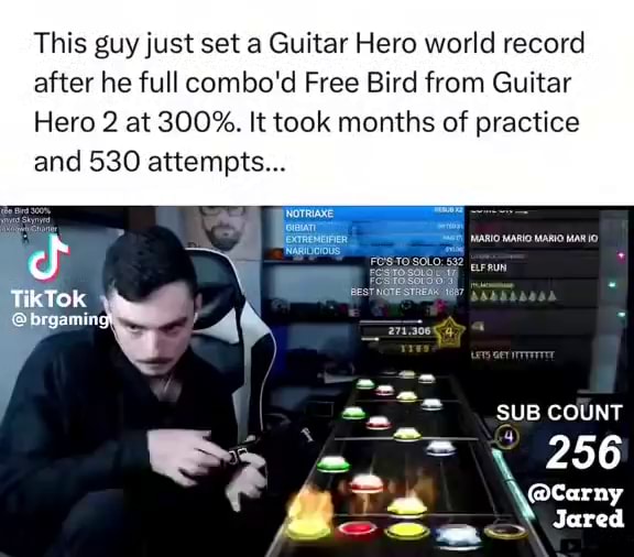 Gamer sets Guitar Hero world record after 533 attempts at song on 300% speed