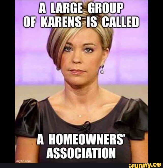 A LARGE GROUP OF KARENS IS CALLED A HOMEOWNERS ASSOCIATION iFunny