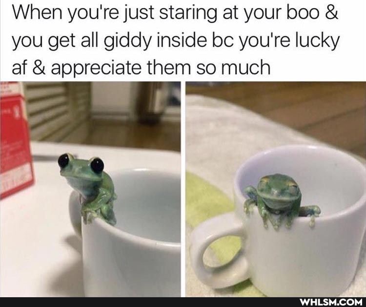When you're just staring at your boo & you get all giddy inside bc you're lucky af & appreciate them so much