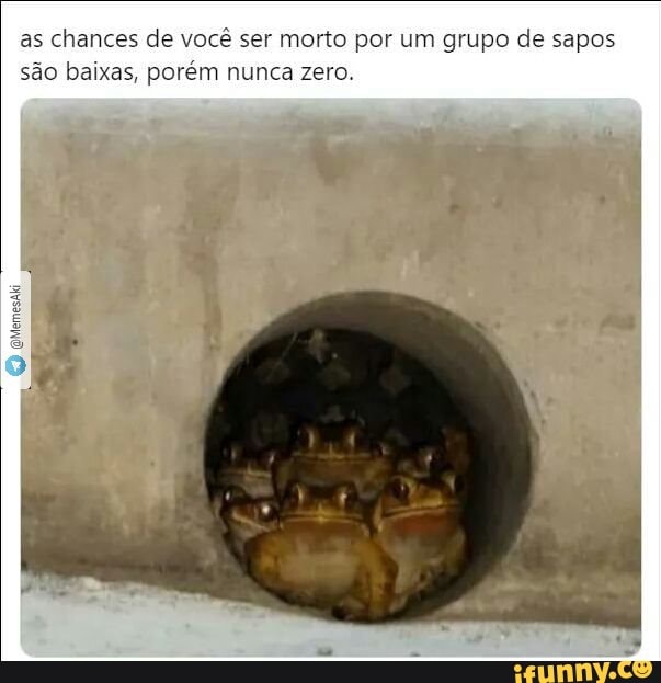 as chances de você ser morto por um grupo de sapos
são baixas, porém nunca zero.