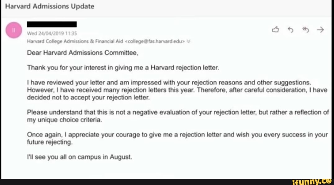 harvard university acceptance letter