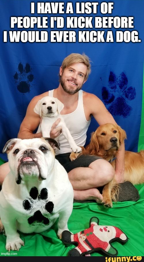 Meme drop HAVE A LIST OF PEOPLE I'D KICK BEFORE WOULD EVER KICK A DOG