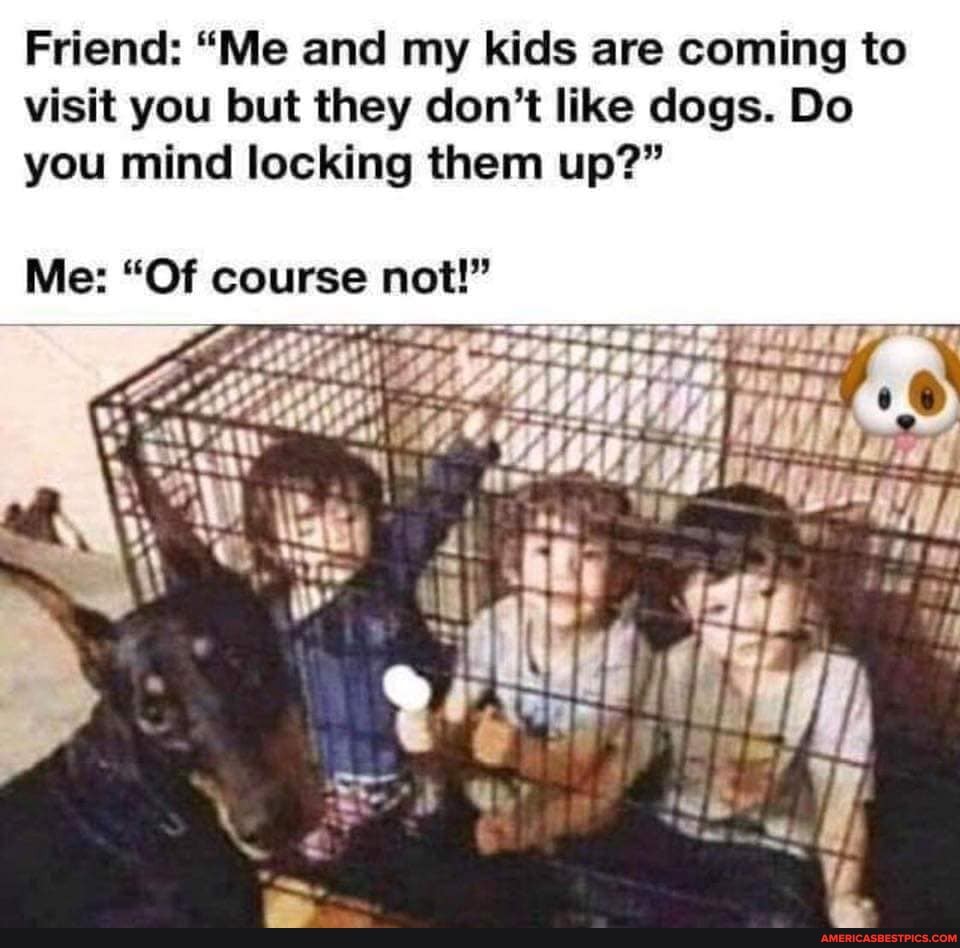 Friend: "Me and my kids are coming to visit you but they don't like dogs. Do you mind locking them up?"
Me: "Of course not!"