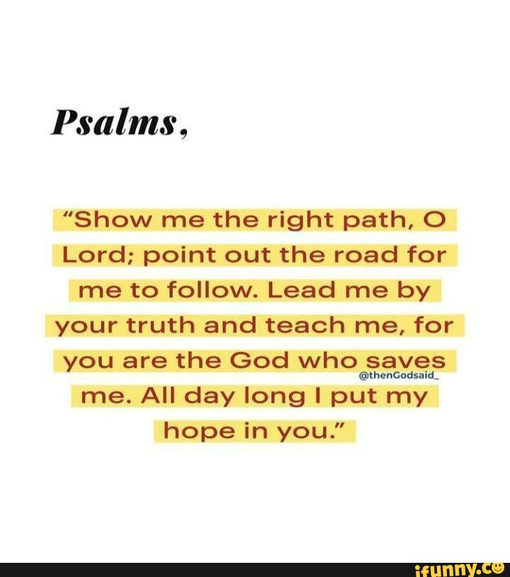 Psalms show me the right path o lord point out the road for me to