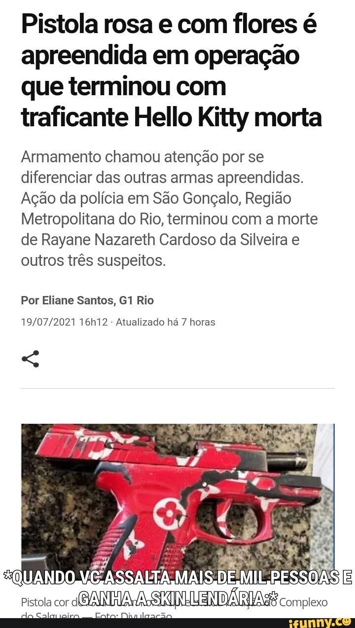 Pistola rosa e com flores é apreendida em operação que terminou com