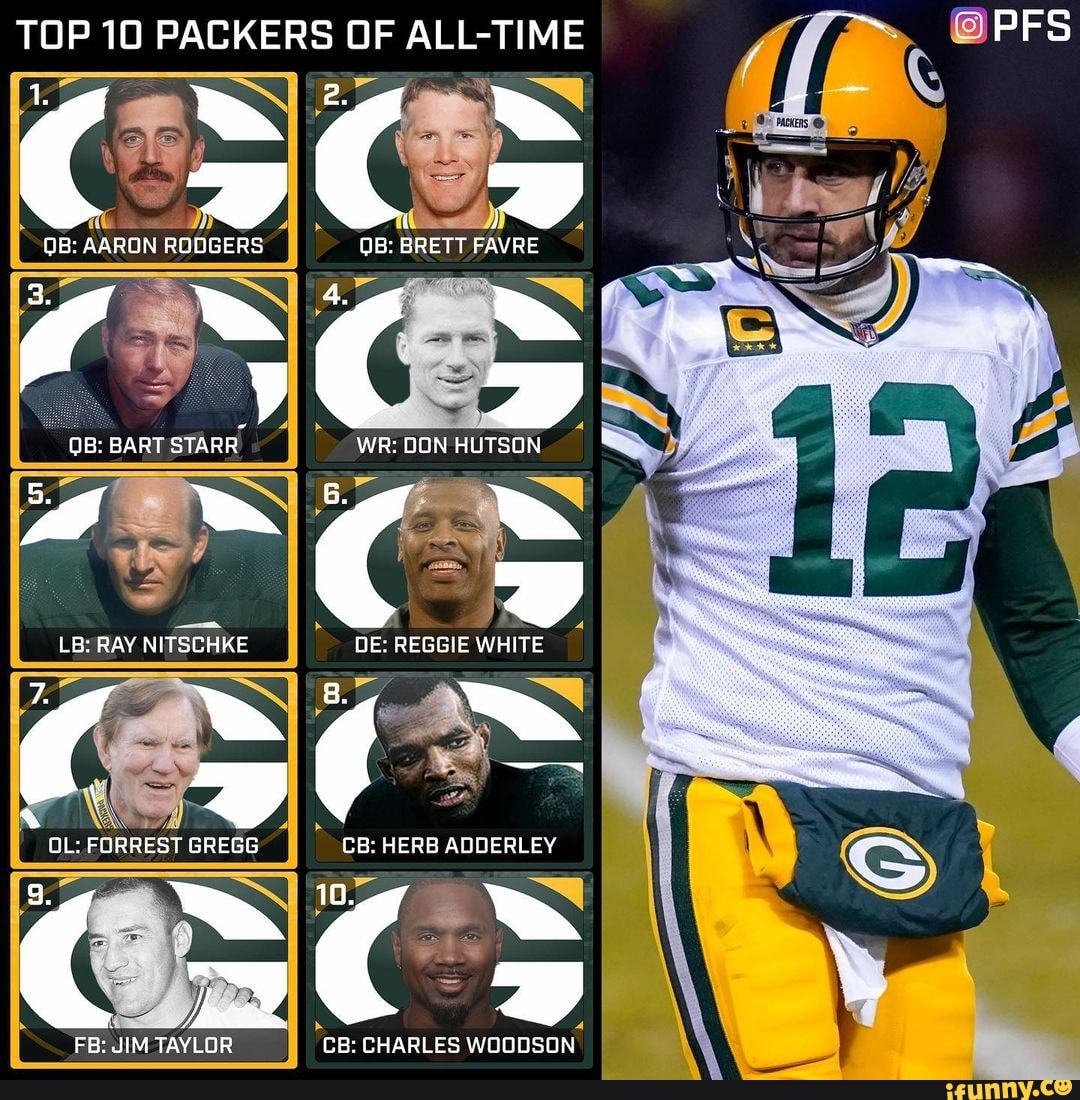 TOP 10 PACKERS OF ALL-TIME PFS 1. 2 OB: AARON RODGERS OB: BRETT FAVRE OB: