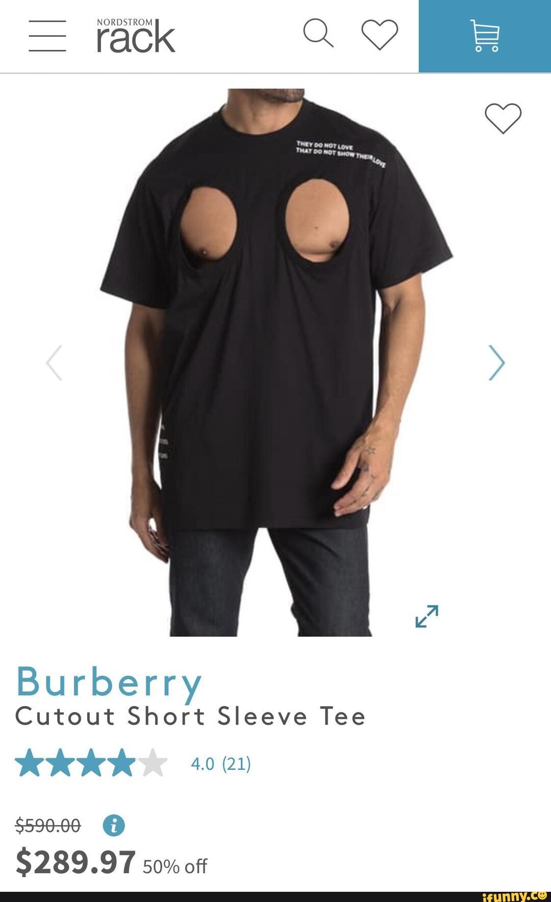 Rack Burberry Cutout Short Sleeve Tee KKK $ 50% off - iFunny