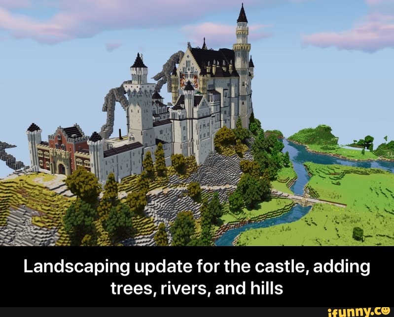 Landscaping update for the castle, adding trees, rivers, and hills - Landscaping update for the castle, adding trees, rivers, and hills
