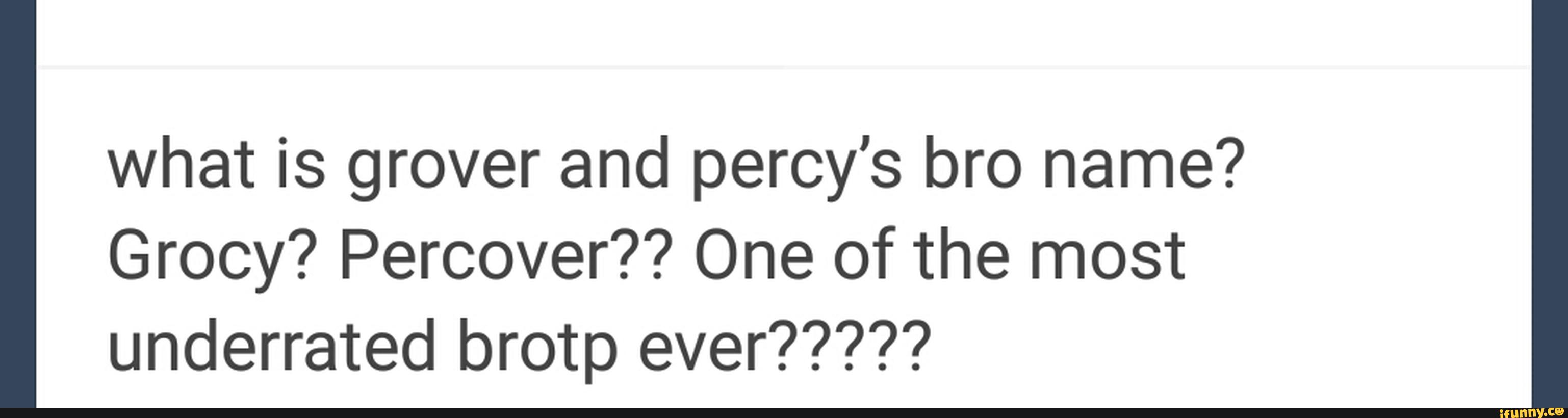 what is grover and percy's bro name?
Grocy? Percover?? One of the most
underrated brotp ever?????