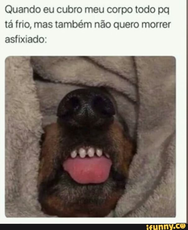 Quando eu cubro meu corpo todo pq
tá frio, mas também não quero morrer
asfixiado: