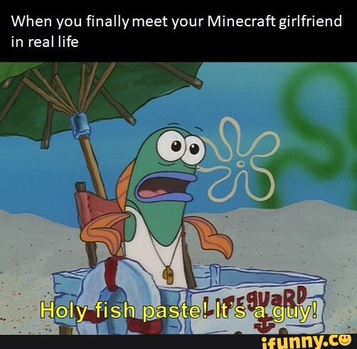 When you finally meet your Minecraft girlfriend
in real life