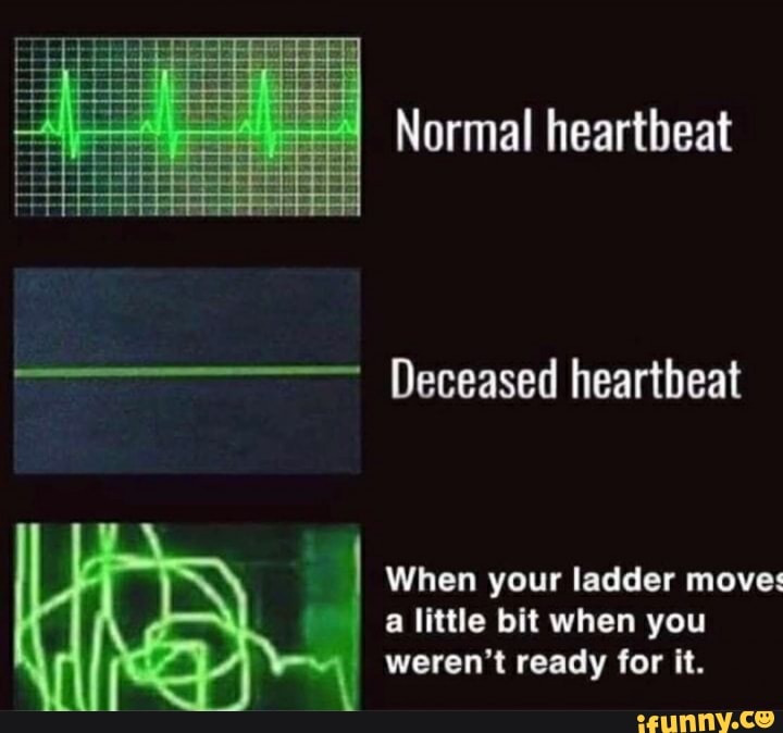 Normal heartbeat
Deceased heartbeat
When your ladder move:
a little bit when you
weren't ready for it.